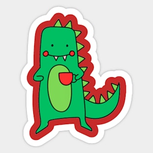 Godzilla with coffee Sticker